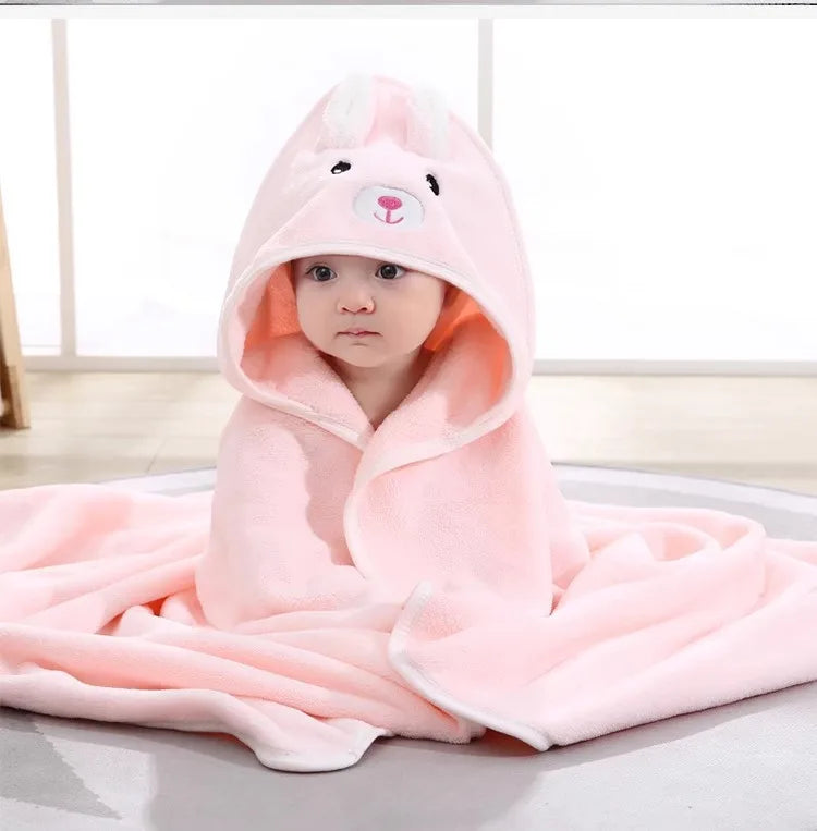 Toddler Bathrobe Infant Bath Towel Boy Girl Blankets Swaddle With Hood Cartoon Coral Fleece Towel Blanket Newborn Kids Bedding K's Collection Store
