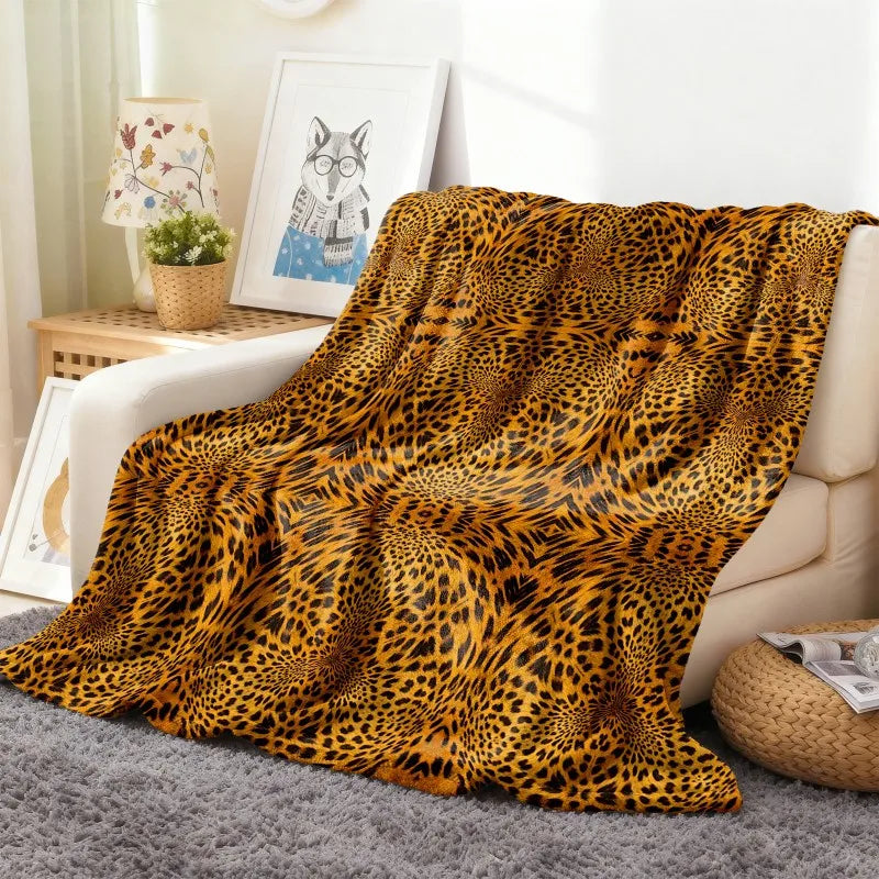 All-Season Fleece Throw Blanket | Leopard Print Flannel | Festival Gift K's Collection Store