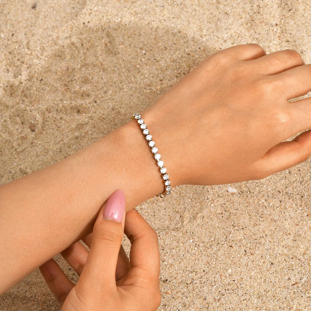 Classic Charm Tennis Bracelet for Women, AAA Zircon Stainless Steel Chain Bracelet, Wedding Birthday Party Jewelry Waterproof K's Collection Store