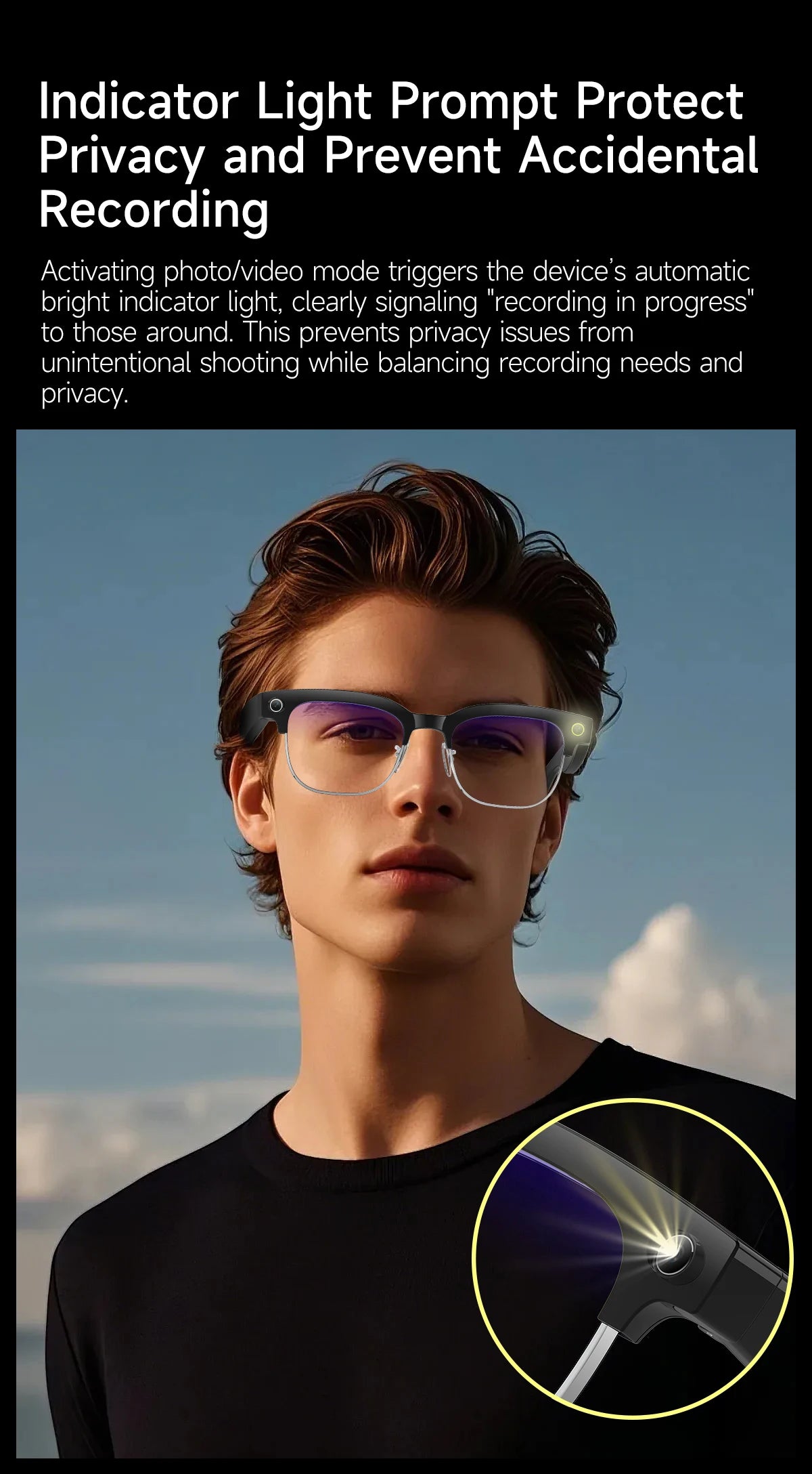 2026 New 8MP Ultra-Wide HD Camera Smart Glasses Video Record 4GB AI Photo Recognition BT Call Translation Voice Smart Glasses K's Collection Store