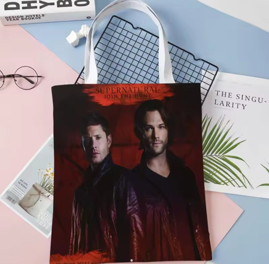 Supernatural TV Series Print Fabric Tote Bag K's Collection Store