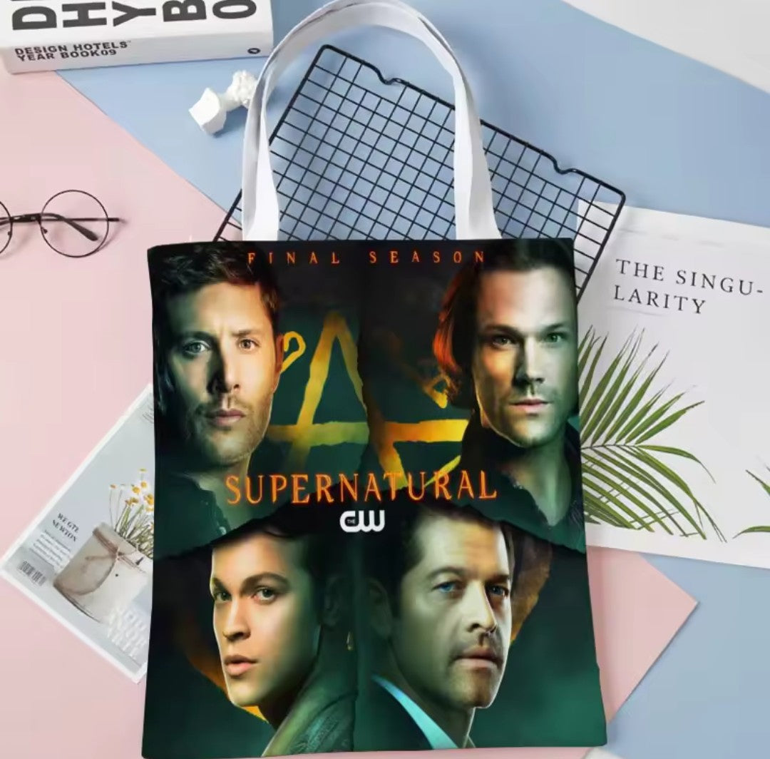 Supernatural TV Series Print Fabric Tote Bag K's Collection Store