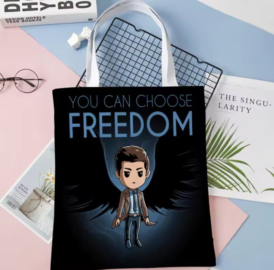 Supernatural TV Series Print Fabric Tote Bag K's Collection Store