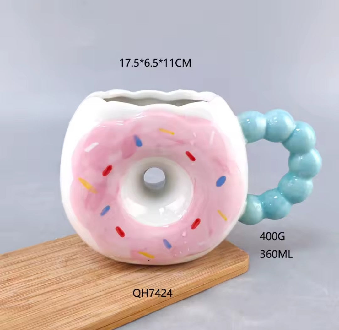 Donut Ceramic Coffee Mug – Cute Cartoon Birthday Gift Cup for Couples K's Collection Store