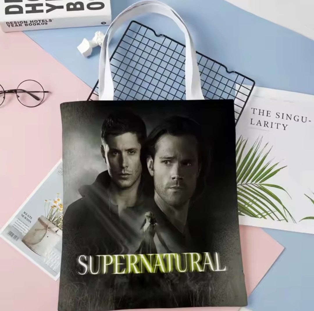 Supernatural TV Series Print Fabric Tote Bag K's Collection Store