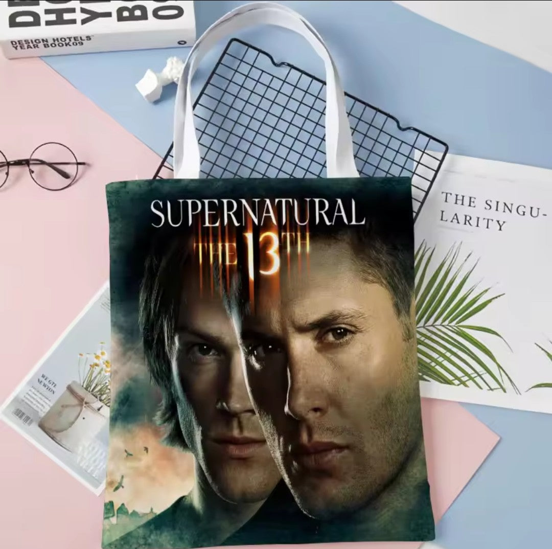 Supernatural TV Series Print Fabric Tote Bag K's Collection Store