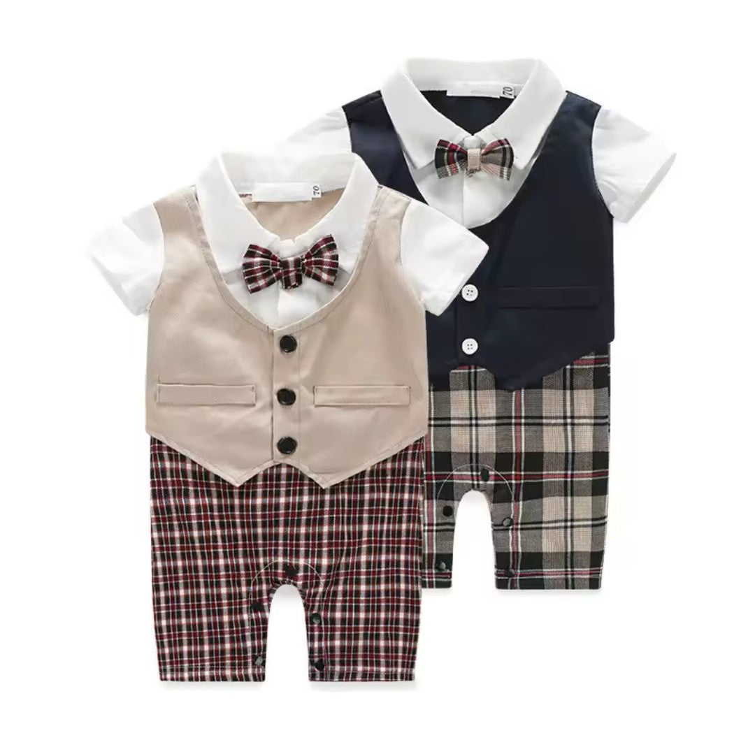 Infant Boy Gentleman Suit Romper - Summer Newborn Formal Jumpsuit K's Collection Store