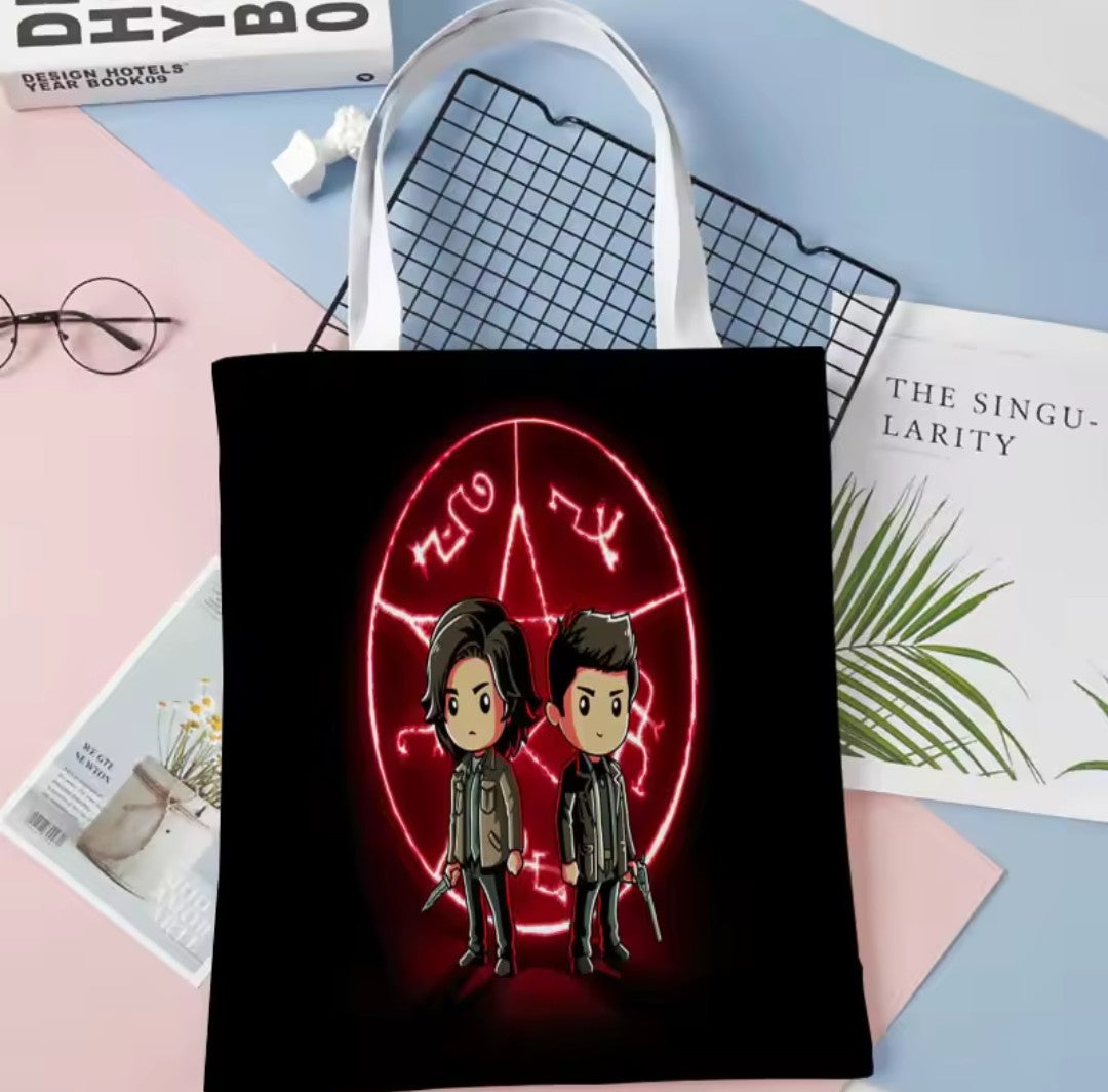 Supernatural TV Series Print Fabric Tote Bag K's Collection Store