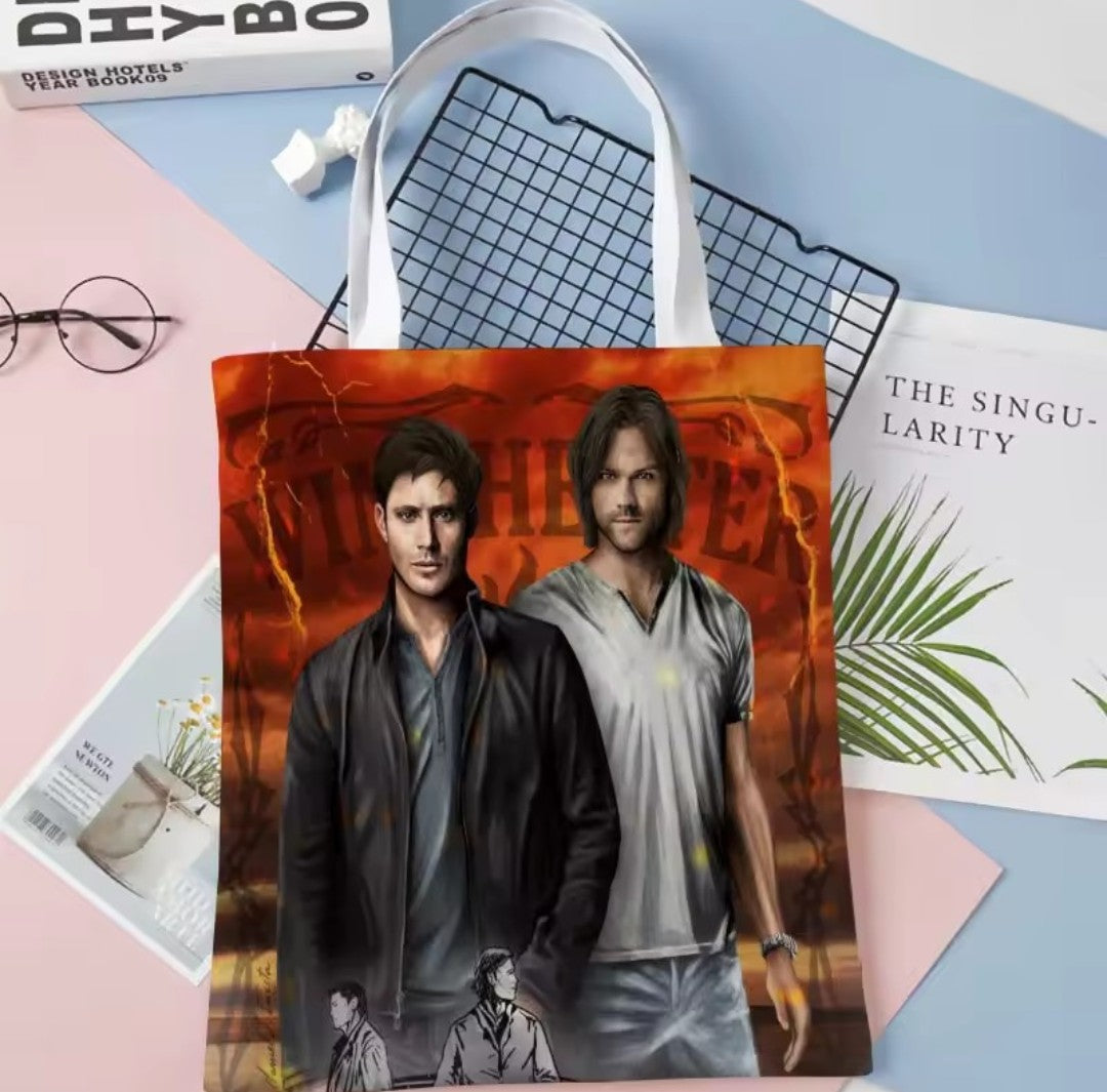 Supernatural TV Series Print Fabric Tote Bag K's Collection Store
