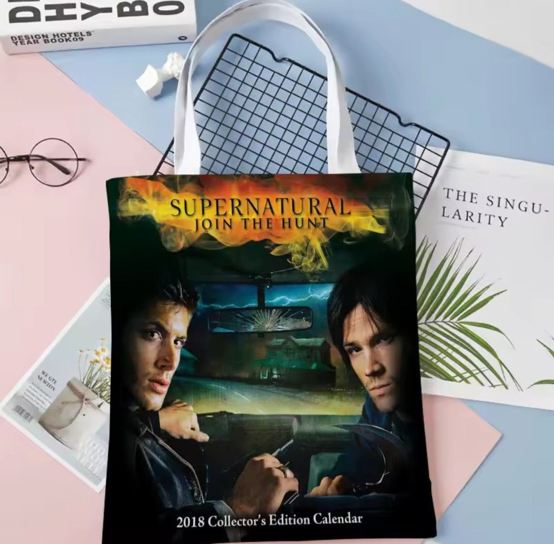 Supernatural TV Series Print Fabric Tote Bag K's Collection Store