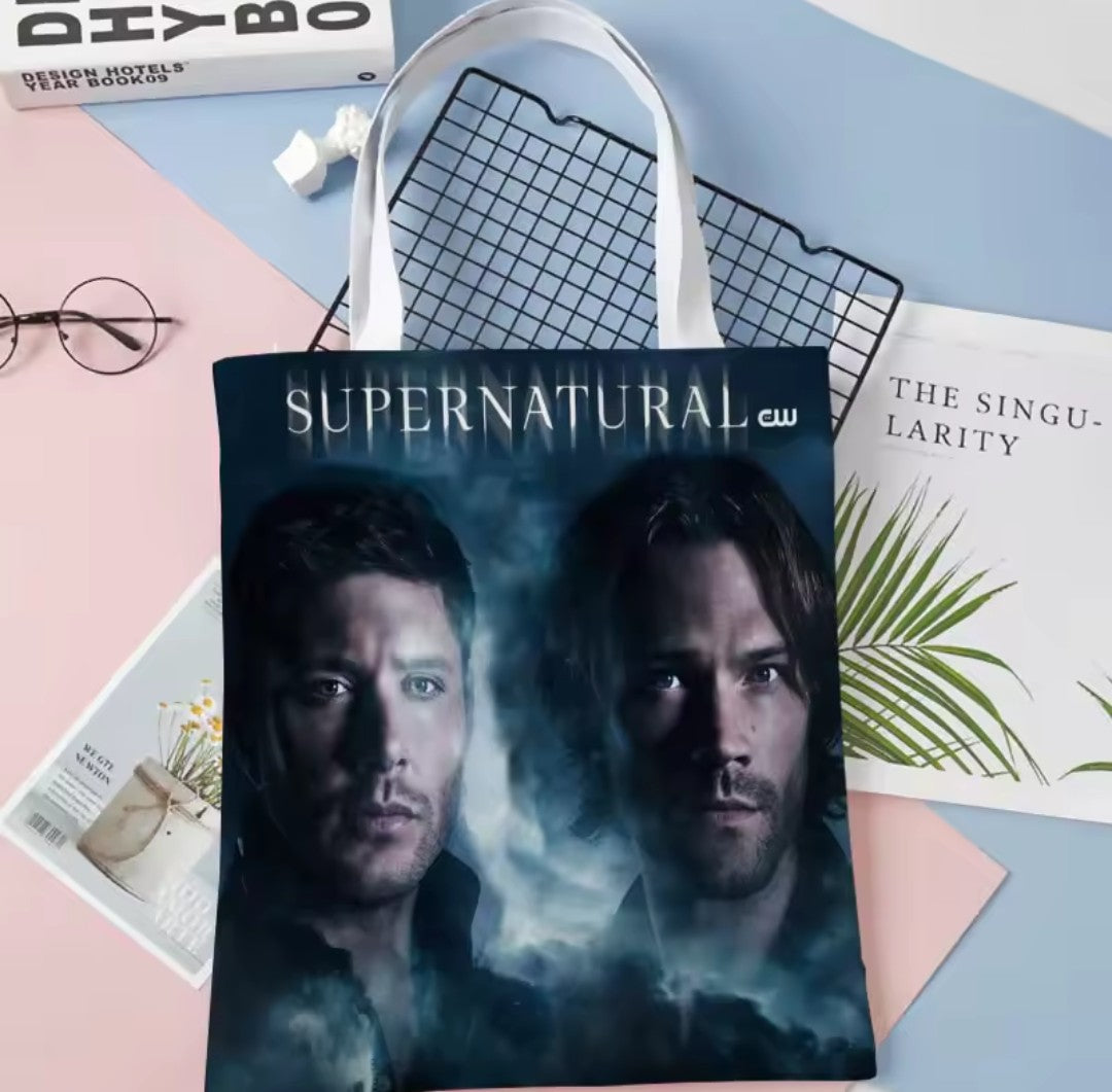 Supernatural TV Series Print Fabric Tote Bag K's Collection Store