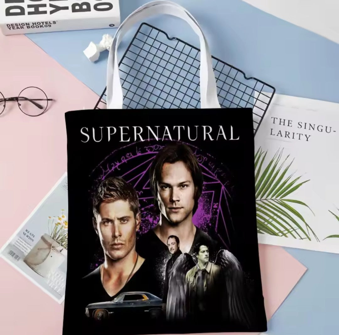 Supernatural TV Series Print Fabric Tote Bag K's Collection Store